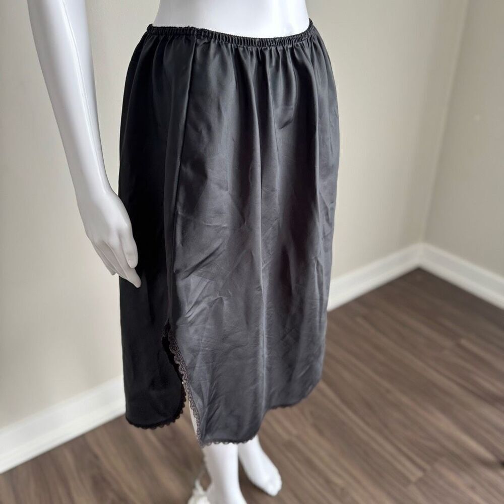 Vintage Warners Lace Half Slip Satin Black XL